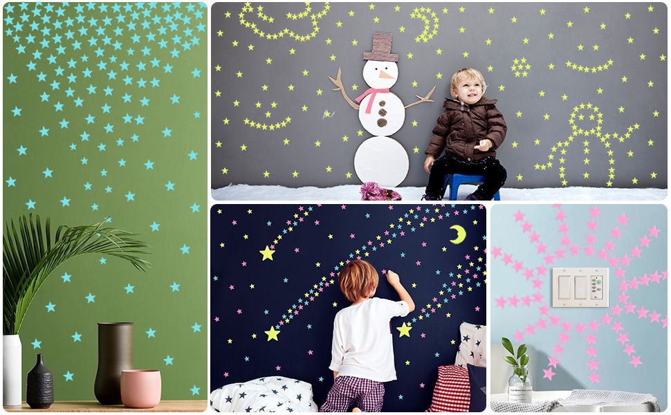 Flash Fash 100-Piece 3D Glow-in-the-Dark Stars Set – Super Budget-Friendly, Ideal for Creating Home Starry Sky Ambiance  Favorites of Kids & Lovers  Zawadi ya Watoto na Wanandoa kwa Mazingira ya Nyota