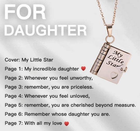 Limited Time Deal My Little Star” Book Locket Necklace–Stainless Steel Gold/Silver Plated Pendant with Heart Detail, Zawadi ya Mapenzi (Gift of Love) for Her, Perfect Romantic Gift for Valentine's Day