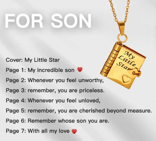 Limited Time Deal My Little Star” Book Locket Necklace–Stainless Steel Gold/Silver Plated Pendant with Heart Detail, Zawadi ya Mapenzi (Gift of Love) for Her, Perfect Romantic Gift for Valentine's Day