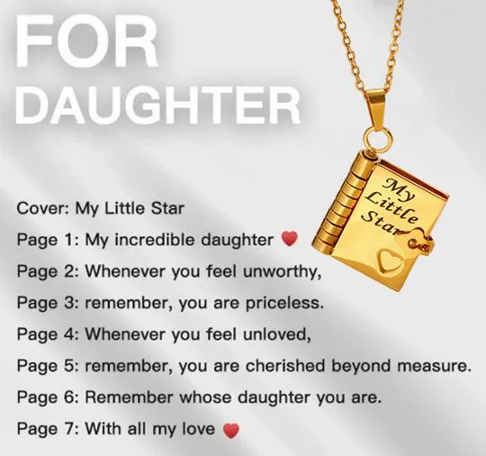 Limited Time Deal My Little Star” Book Locket Necklace–Stainless Steel Gold/Silver Plated Pendant with Heart Detail, Zawadi ya Mapenzi (Gift of Love) for Her, Perfect Romantic Gift for Valentine's Day