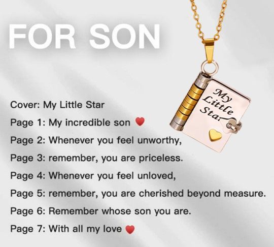 Limited Time Deal My Little Star” Book Locket Necklace–Stainless Steel Gold/Silver Plated Pendant with Heart Detail, Zawadi ya Mapenzi (Gift of Love) for Her, Perfect Romantic Gift for Valentine's Day