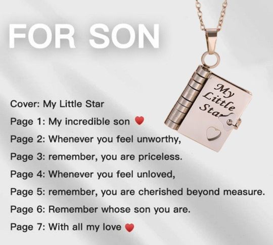 Limited Time Deal My Little Star” Book Locket Necklace–Stainless Steel Gold/Silver Plated Pendant with Heart Detail, Zawadi ya Mapenzi (Gift of Love) for Her, Perfect Romantic Gift for Valentine's Day