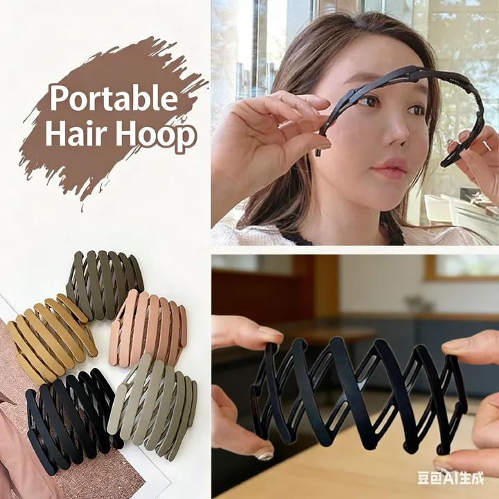 Retractable & Foldable Hair Hoop – Travel-Friendly, Easy to Carry & Non-Slip | Ideal for Daily & On-the-Go Use | Vifaa vya Nywele kwa Safari (Portable Hair Accessories) a must-have for home and travel