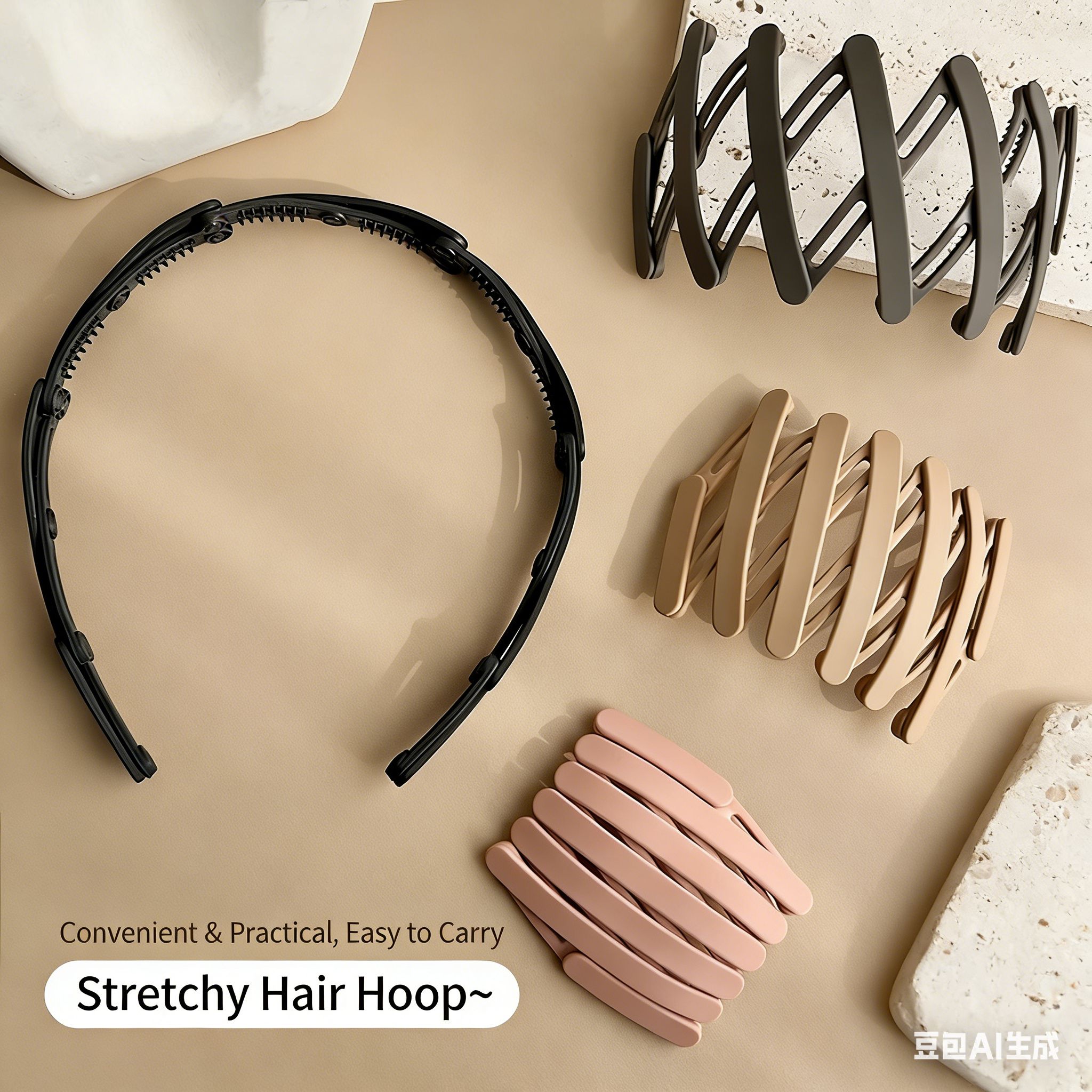 Retractable & Foldable Hair Hoop – Travel-Friendly, Easy to Carry & Non-Slip | Ideal for Daily & On-the-Go Use | Vifaa vya Nywele kwa Safari (Portable Hair Accessories) a must-have for home and travel