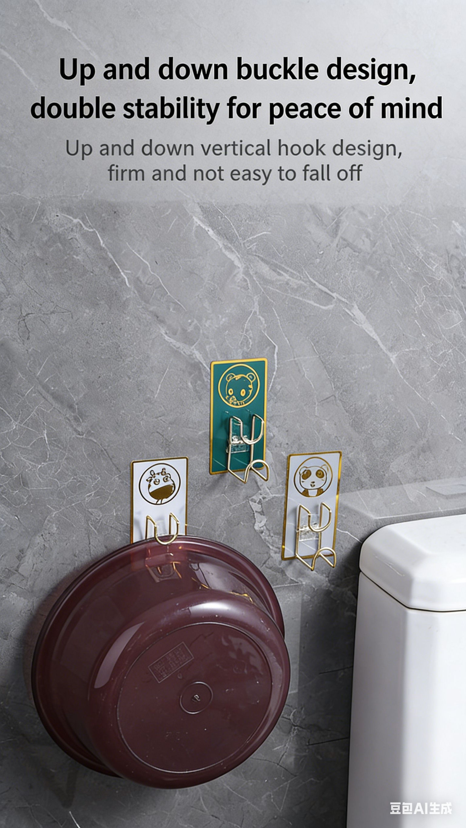 12th Anniversary Sale Multi-Scene Cartoon Hooks Set – 4pcs Gold-Stamped No Drill Adhesive Hangers, for Bathroom Basin, Kitchen Utensils & Entryway Keys | Vifaa vya Kufuli