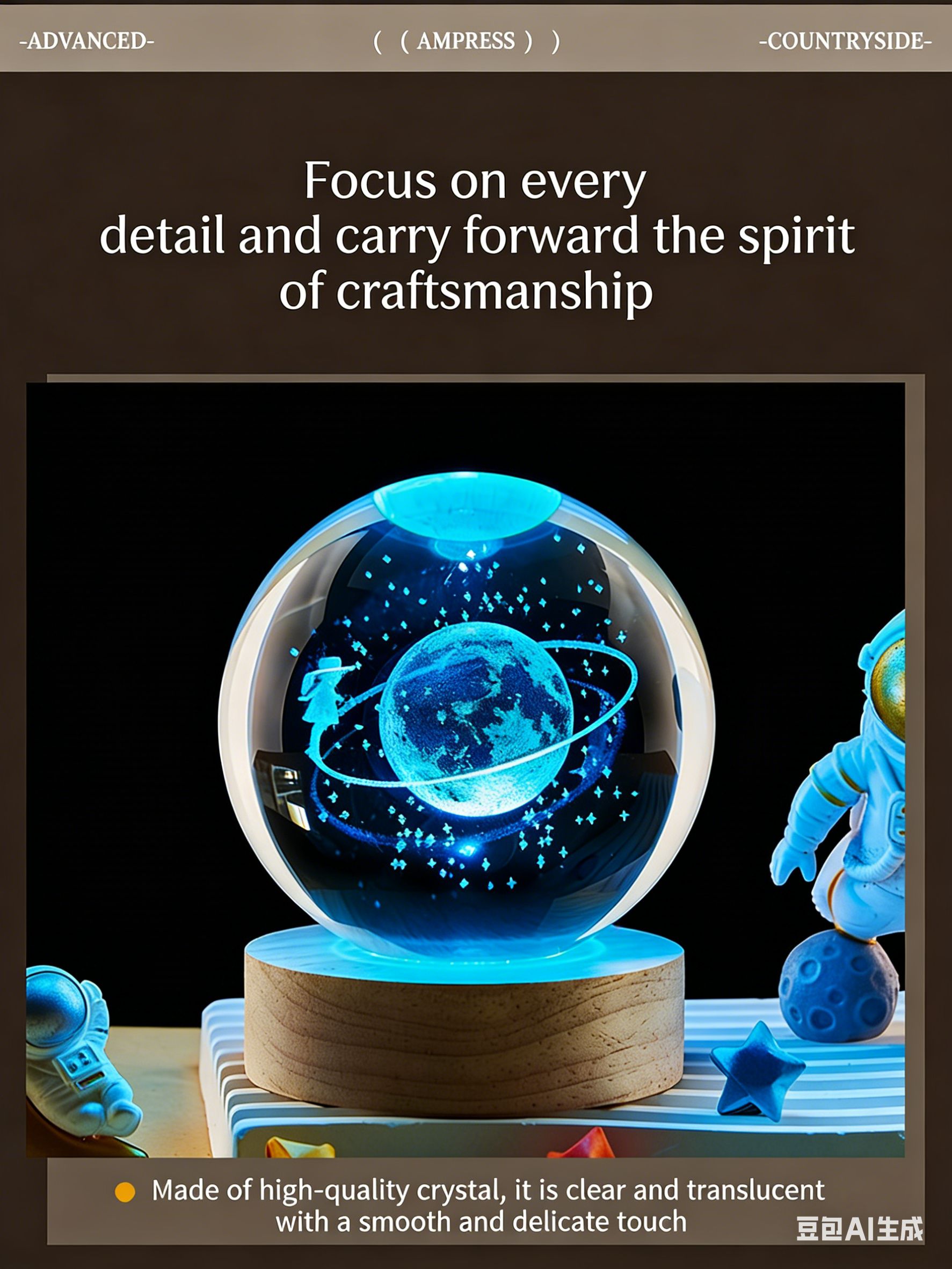 3D Engraved Crystal Ball Night Light – Galaxy, Angel & Deer Designs | Wooden Base, Warm Glow | Ideal Christmas Gift | Vifaa vya Kuzalisha Mwangaza kwa Nyumba (Home Decor & Gifts)