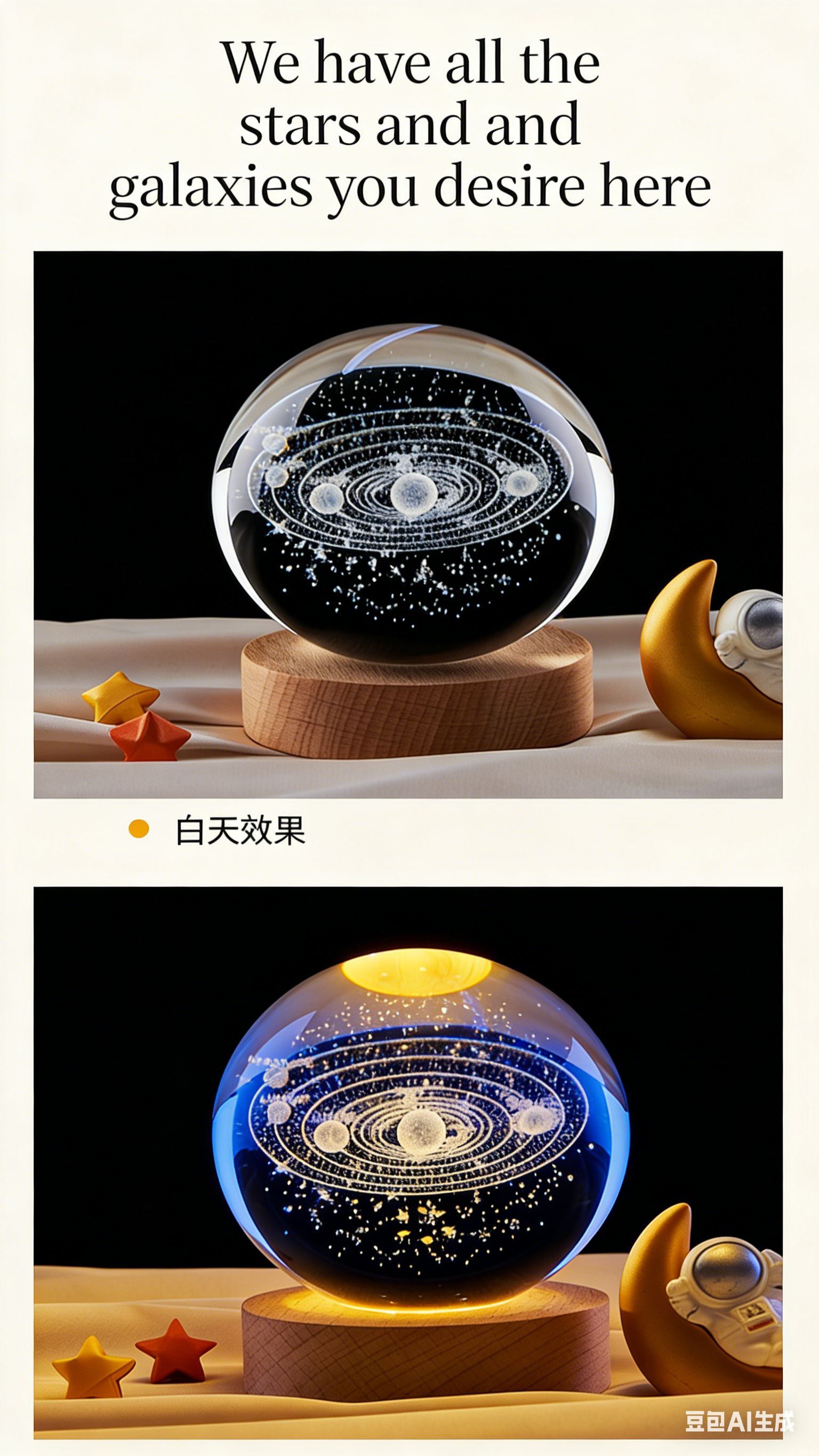 3D Engraved Crystal Ball Night Light – Galaxy, Angel & Deer Designs | Wooden Base, Warm Glow | Ideal Christmas Gift | Vifaa vya Kuzalisha Mwangaza kwa Nyumba (Home Decor & Gifts)