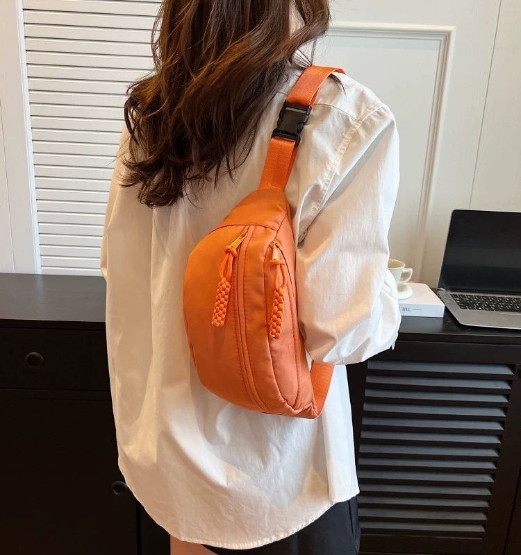 Canvas Chest Bag for Women Sling Crossbody Waist Pack Canvas Running Waist Casual Fanny Packs Sport Half Moon Belt Bag