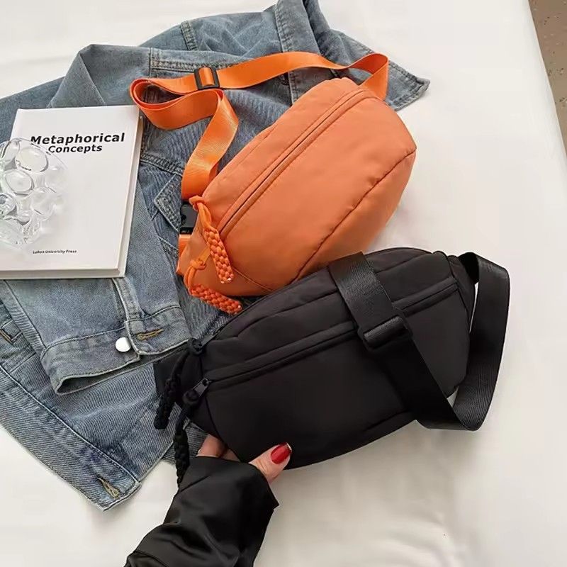 Canvas Chest Bag for Women Sling Crossbody Waist Pack Canvas Running Waist Casual Fanny Packs Sport Half Moon Belt Bag