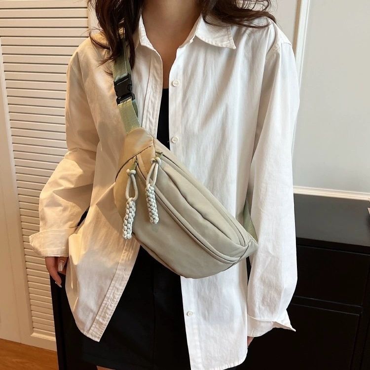 Canvas Chest Bag for Women Sling Crossbody Waist Pack Canvas Running Waist Casual Fanny Packs Sport Half Moon Belt Bag