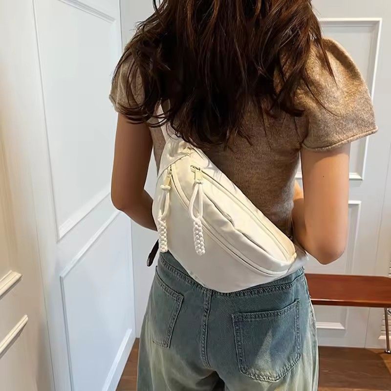 Canvas Chest Bag for Women Sling Crossbody Waist Pack Canvas Running Waist Casual Fanny Packs Sport Half Moon Belt Bag