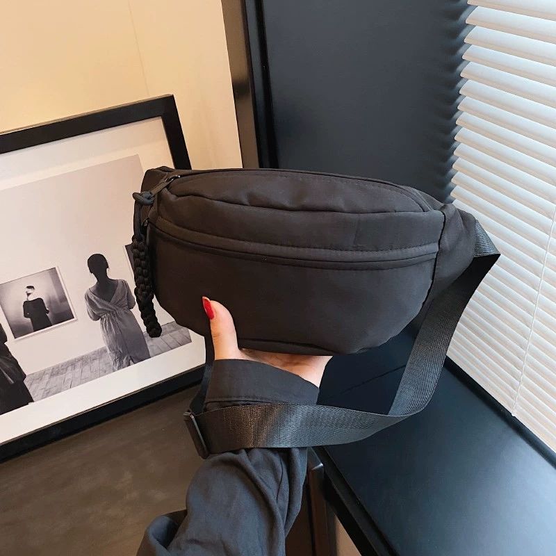 Canvas Chest Bag for Women Sling Crossbody Waist Pack Canvas Running Waist Casual Fanny Packs Sport Half Moon Belt Bag