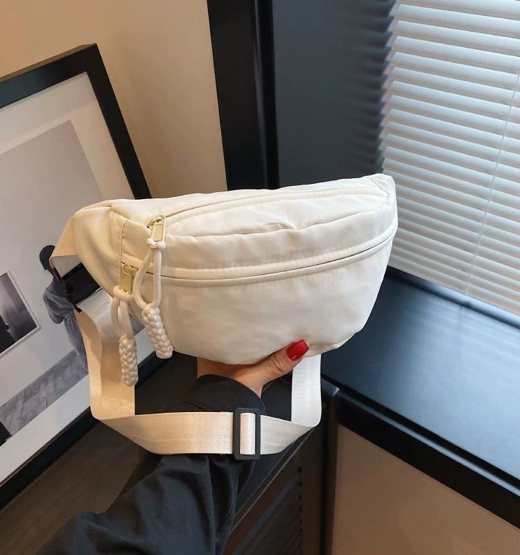 Canvas Chest Bag for Women Sling Crossbody Waist Pack Canvas Running Waist Casual Fanny Packs Sport Half Moon Belt Bag