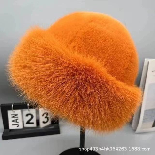 New Fluffy Fur Bucket Hat For Women Plush Fisherman Hat Warm Women's Winter Hat Thicken Cold Snowy Day Panama Cap Chrismas Gifts