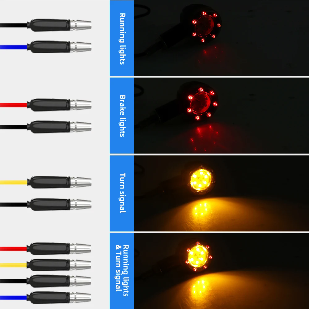 2pcs Motorcycle Universal Flash Lights 12v Red Yellow For Motorcycle Turn Signal Lights Rear Brake Lights Indicator Lights