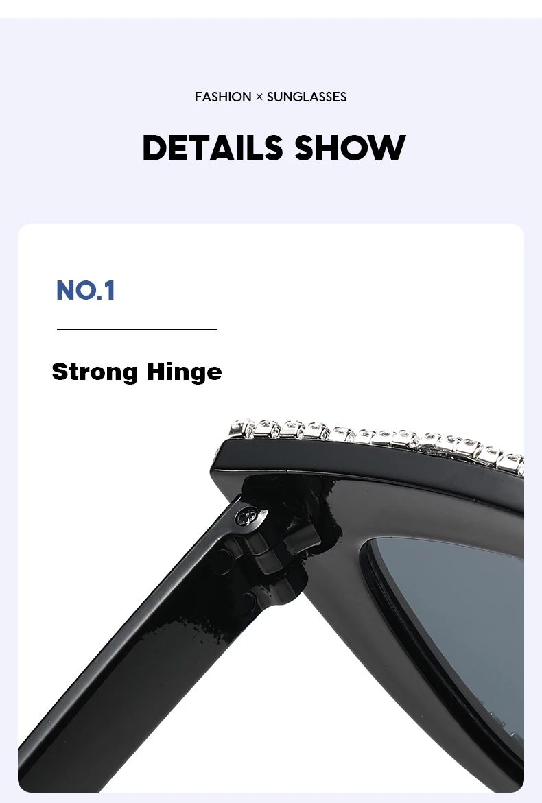Cat Eye Sticky Diamond Personalized Glasses Frame Hip Hop Modern Punk Style Street Photography Sunglasses UV400