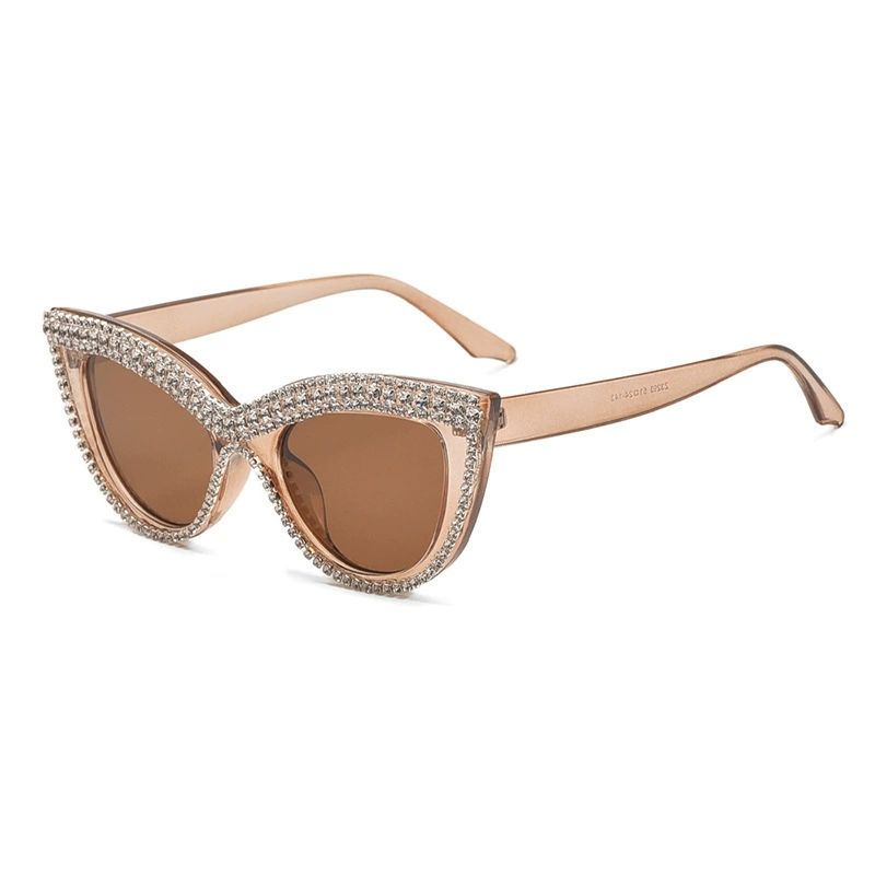 Cat Eye Sticky Diamond Personalized Glasses Frame Hip Hop Modern Punk Style Street Photography Sunglasses UV400