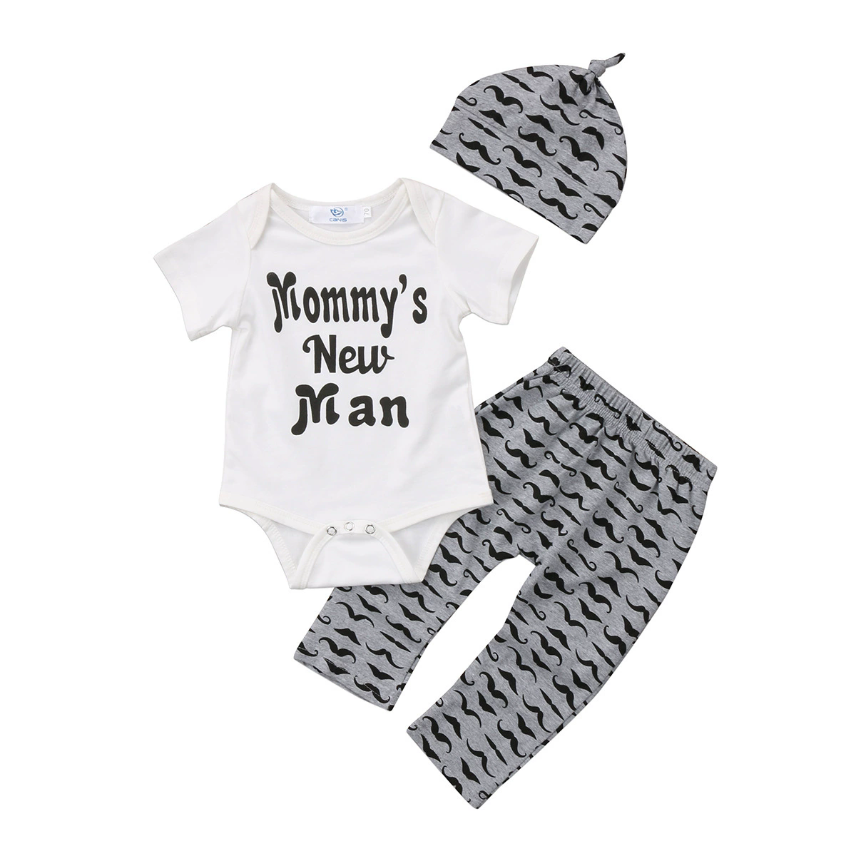 3pcs Newborn infant Baby Boys Clothes Set Short Sleeve Romper Top with Letters + Printed Pants + Cap Summer Outfit for Boys