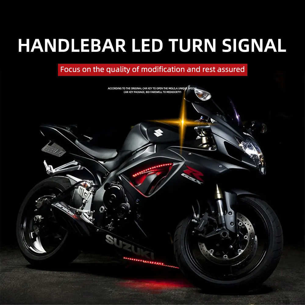 2Pcs 12V Motorcycle LED Handlebar End Turn Signal Light White Yellow Flasher Handle Grip Bar Blinker Side Marker Lamp Lighting