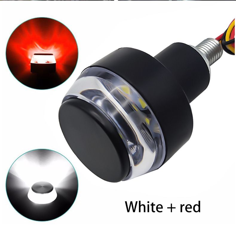 2Pcs 12V Motorcycle LED Handlebar End Turn Signal Light White Yellow Flasher Handle Grip Bar Blinker Side Marker Lamp Lighting