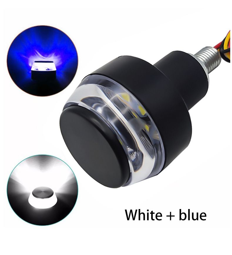 2Pcs 12V Motorcycle LED Handlebar End Turn Signal Light White Yellow Flasher Handle Grip Bar Blinker Side Marker Lamp Lighting