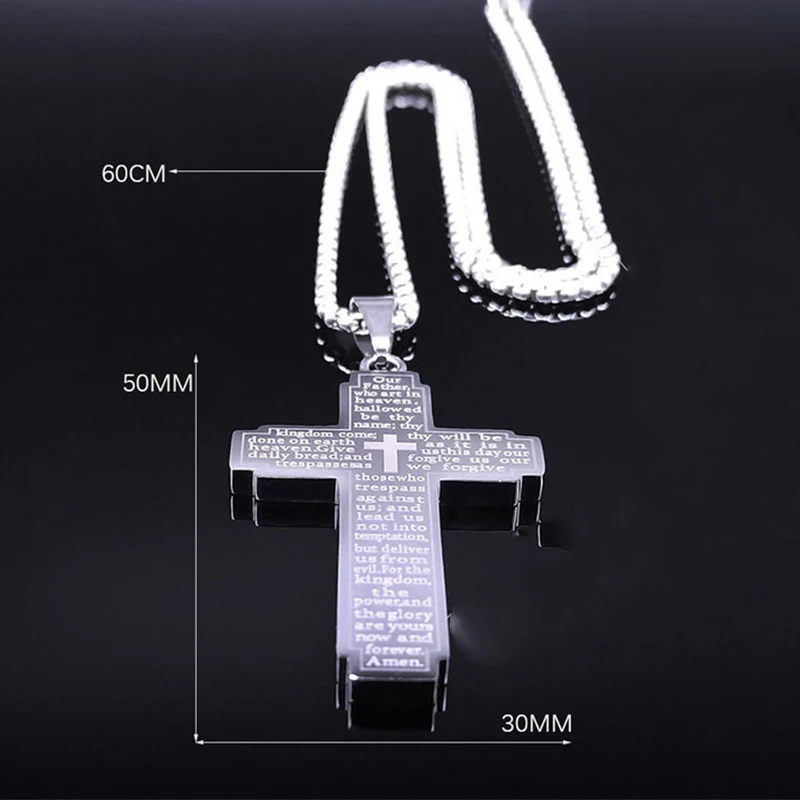 1pcZAKOL Trendy Cross Crucifix Bible Stainless Steel Necklaces For Women Men Gold & Silver Color Metal Clavicle Chain Jewelry