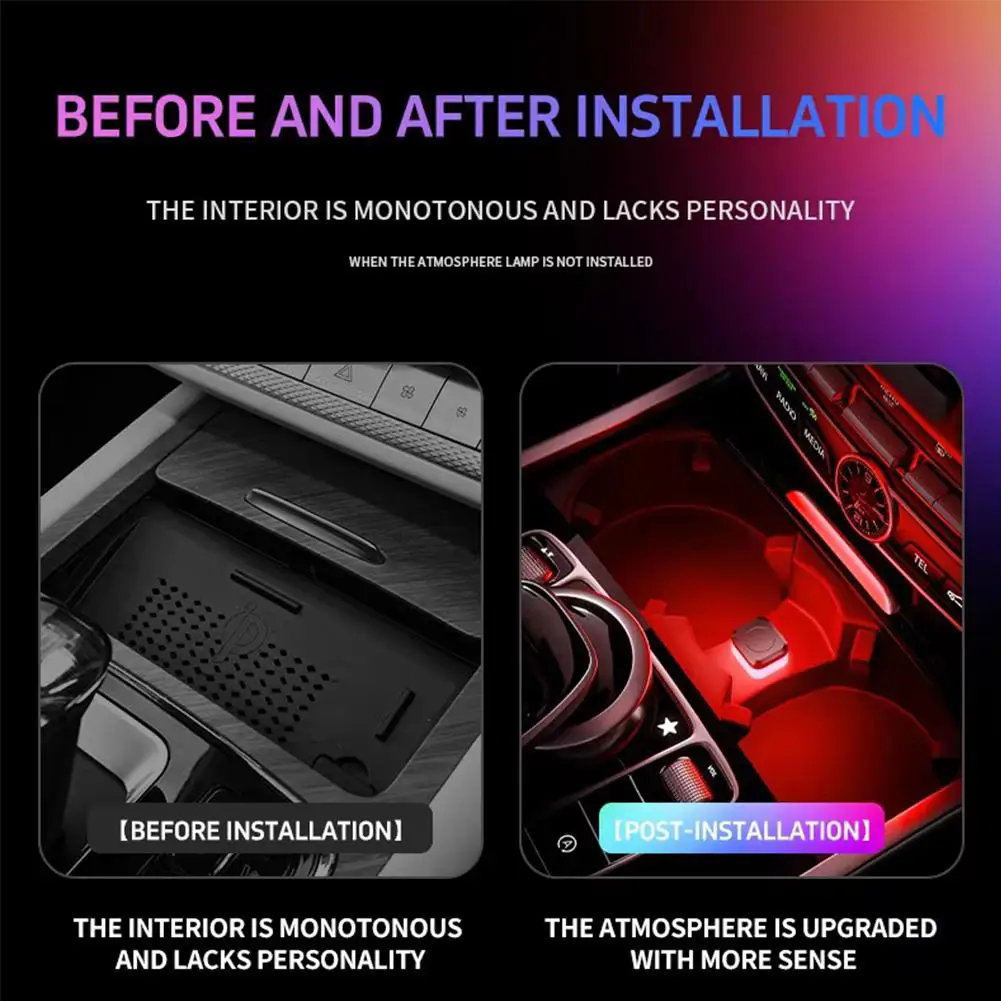 1pc Car USB Decorative Atmosphere Light LDE Colorful Night Light No Modification Car Atmosphere Light