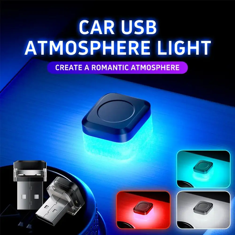 1pc Car USB Decorative Atmosphere Light LDE Colorful Night Light No Modification Car Atmosphere Light