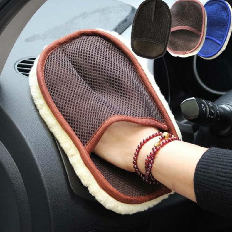 Fleece Car Cleaning Gloves Car Washing Gloves Household One-sided Cleaning Car Beauty Waxing Tools E-981