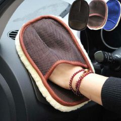 Fleece Car Cleaning Gloves Car Washing Gloves Household One-sided Cleaning Car Beauty Waxing Tools E-981
