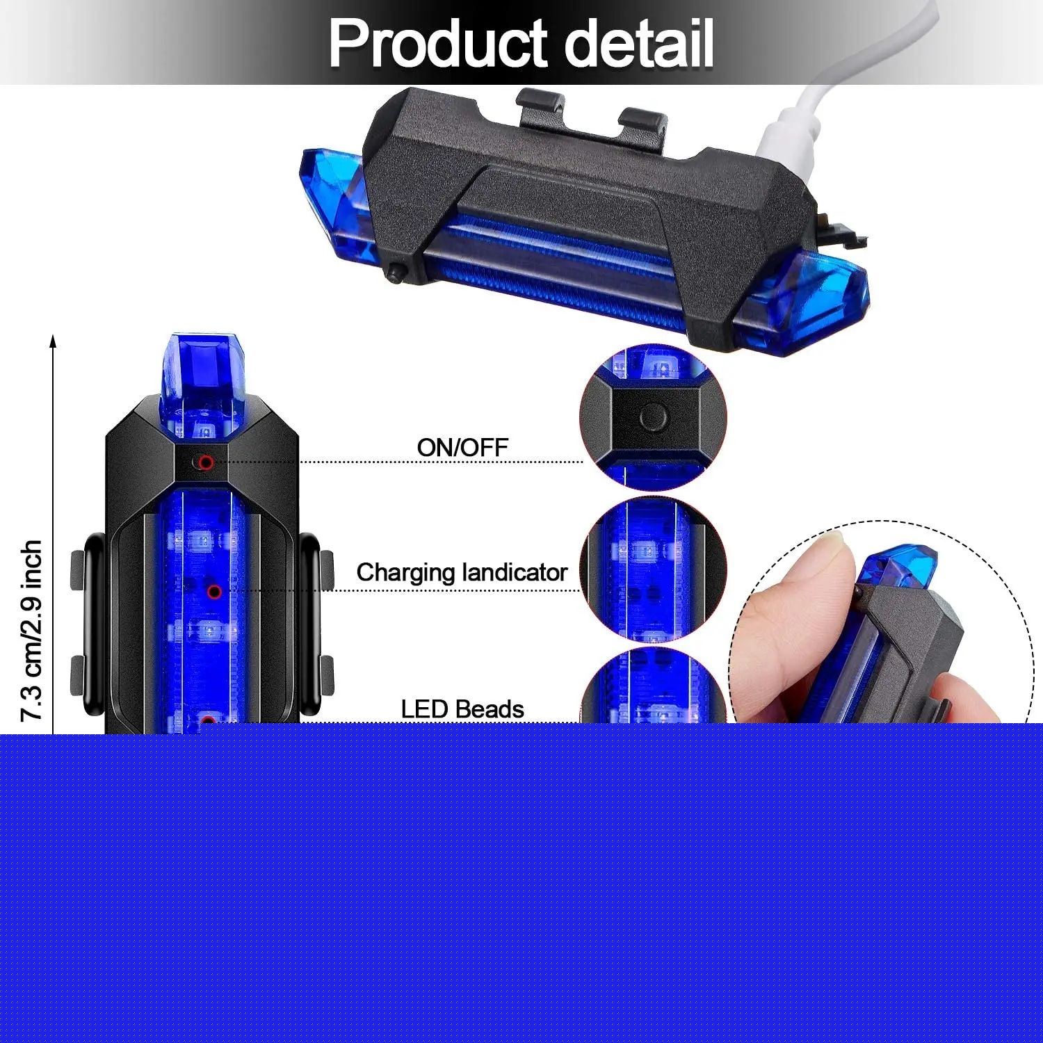 1PC Cycling Bicycle Bicycle Taillight Rechargeable Rear light Bicycle LED USB Tail Safety Warning Bicycle light waterproof Light   E-577