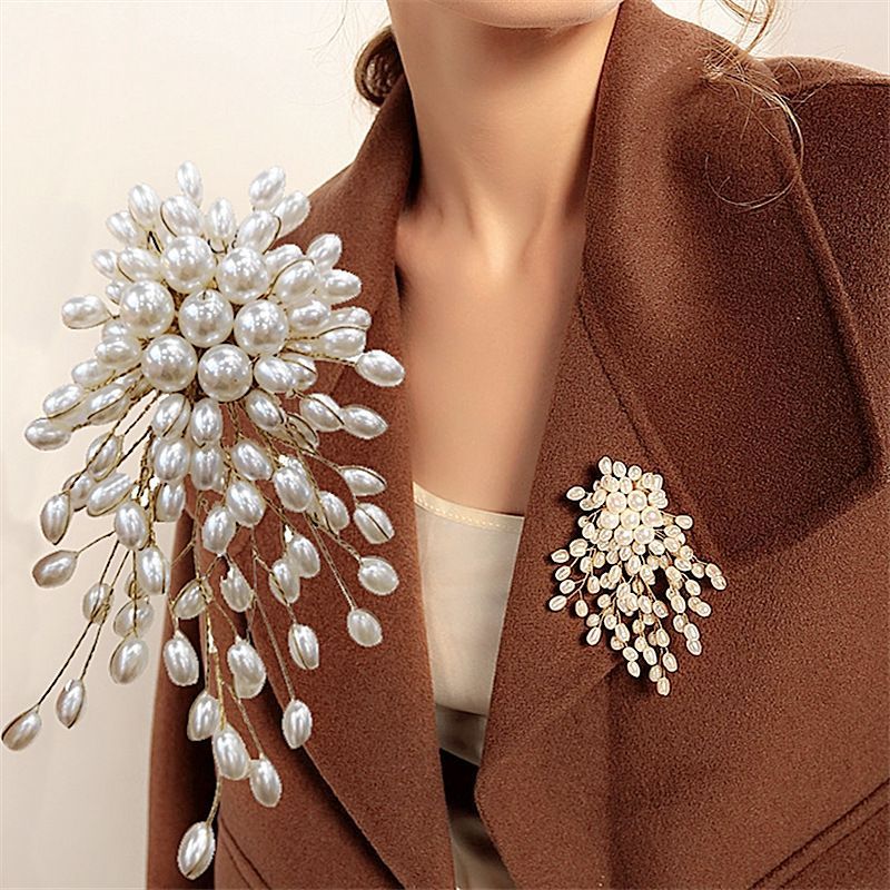 New Accessories Elegant Exquisite Pearl Flower Brooch Pin Badge For Women Girls Fashion Clothes Decoration Jewelry Gifts & A-1492