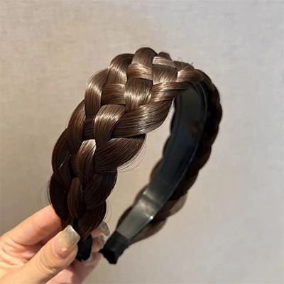 Women Wide Wig Beadbands Fashion Fishbone Braids Hairbands Girl Pretty Handmade Head Hoop Female Headwear Hair Accessories C-287