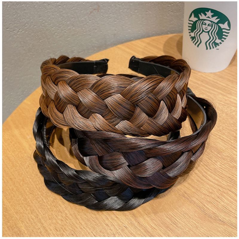 Women Wide Wig Beadbands Fashion Fishbone Braids Hairbands Girl Pretty Handmade Head Hoop Female Headwear Hair Accessories C-287