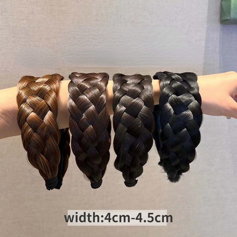 Women Wide Wig Beadbands Fashion Fishbone Braids Hairbands Girl Pretty Handmade Head Hoop Female Headwear Hair Accessories C-287