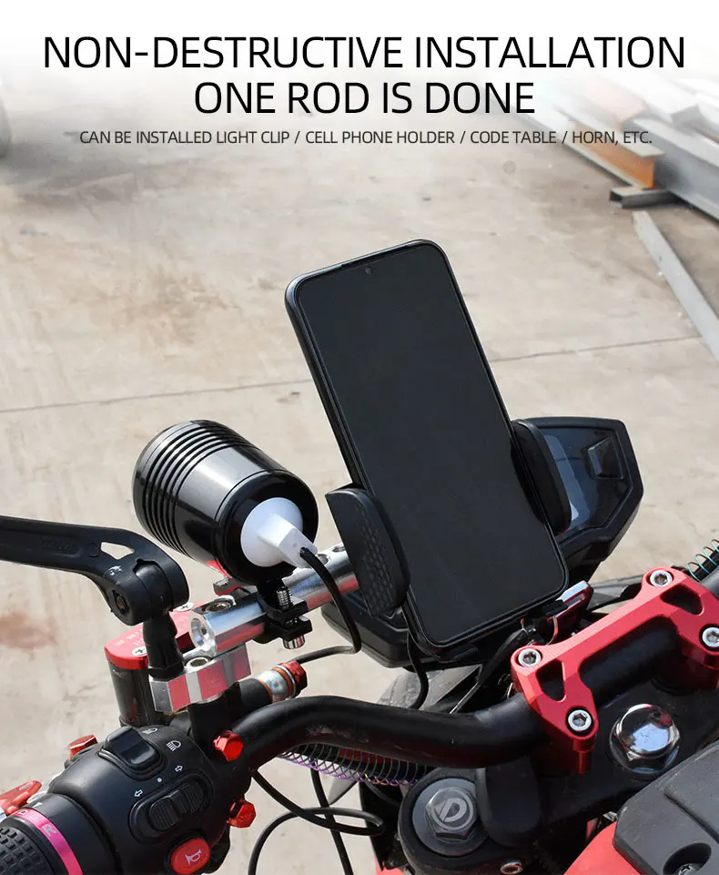 1PCUniversal Mirror Mount Expansion Bracket for Motorcycles, Scooters and ATVs, Supports Cell Phone Holder Spotlights2