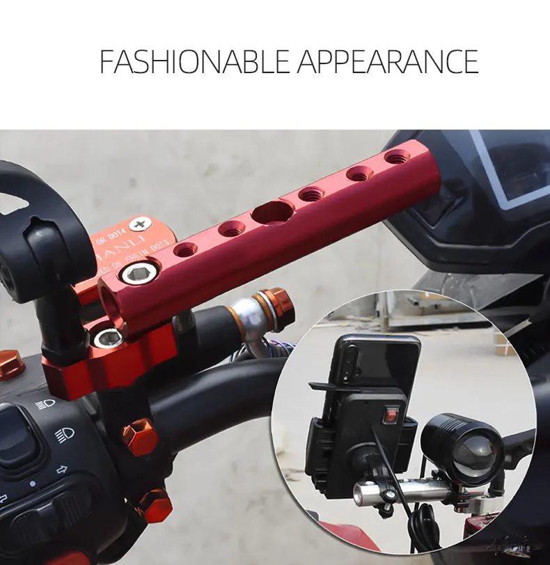 1PCUniversal Mirror Mount Expansion Bracket for Motorcycles, Scooters and ATVs, Supports Cell Phone Holder Spotlights2