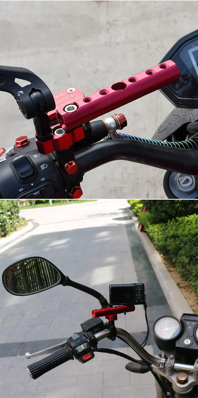 1PCUniversal Mirror Mount Expansion Bracket for Motorcycles, Scooters and ATVs, Supports Cell Phone Holder Spotlights2