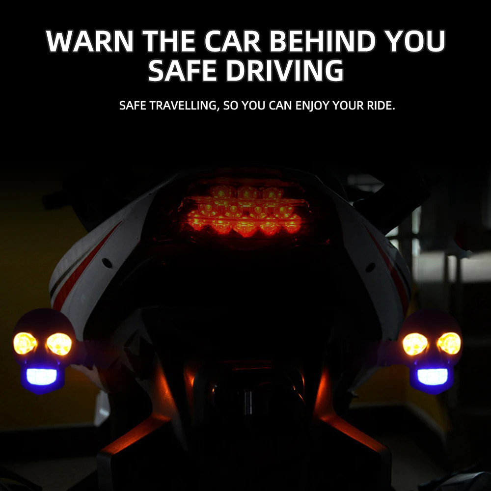 2PCS motorcycle LED skull shaped waterproof fog light auxiliary headlight driving racing spotlight