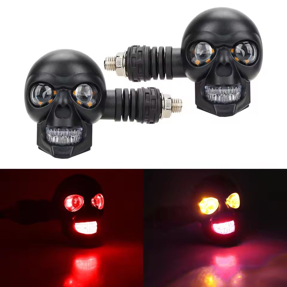 2PCS motorcycle LED skull shaped waterproof fog light auxiliary headlight driving racing spotlight