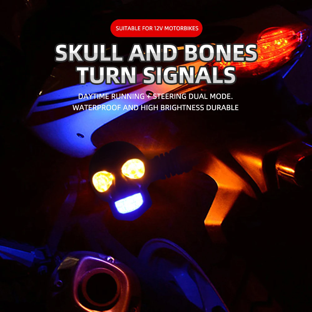 2PCS motorcycle LED skull shaped waterproof fog light auxiliary headlight driving racing spotlight