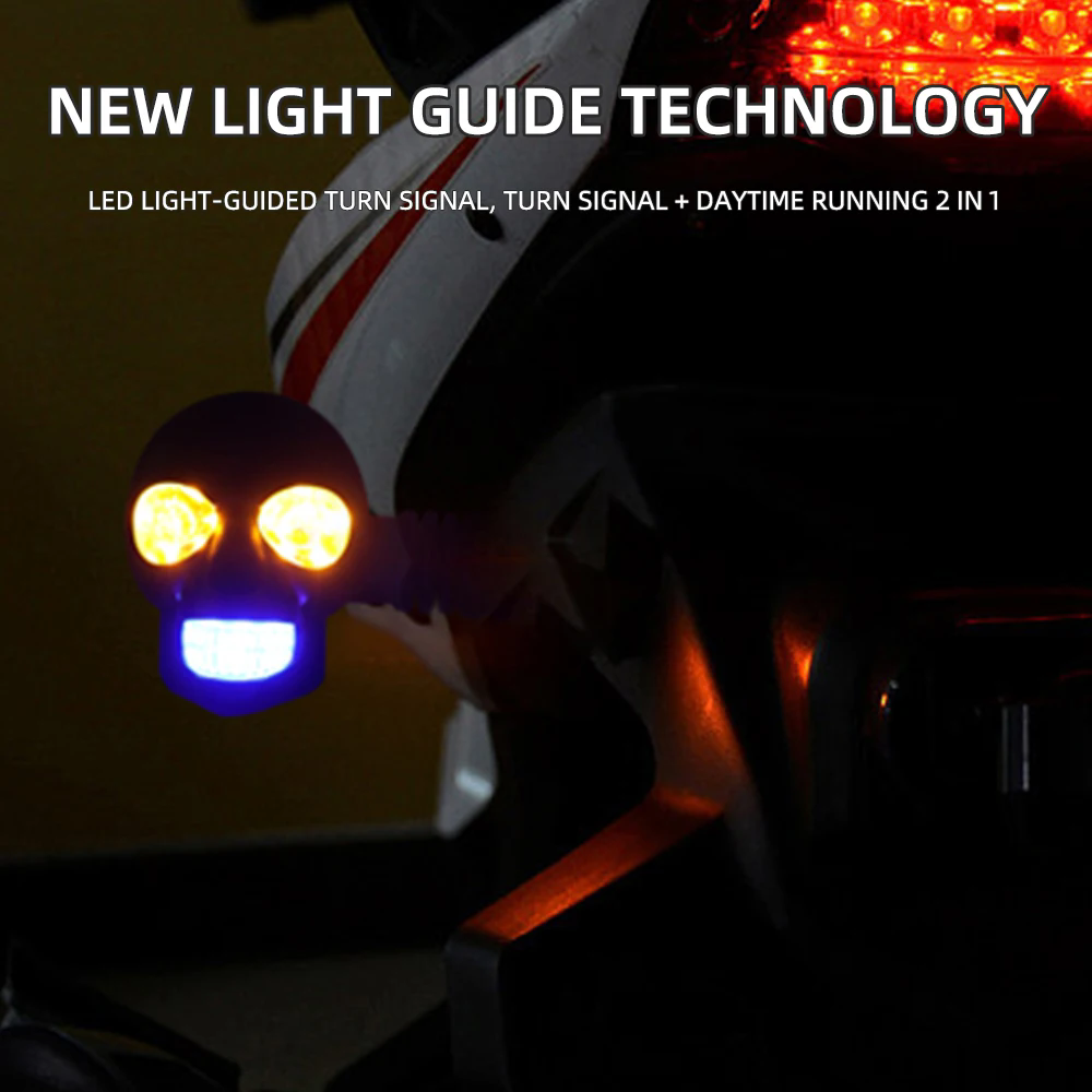 2PCS motorcycle LED skull shaped waterproof fog light auxiliary headlight driving racing spotlight
