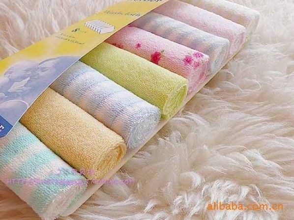 8 Pieces of Baby Bath Towel Soft Face Natural Cotton Feeding Absorbent Small Handkerchief Bib Saliva Towel Baby Shower Gift M--61
