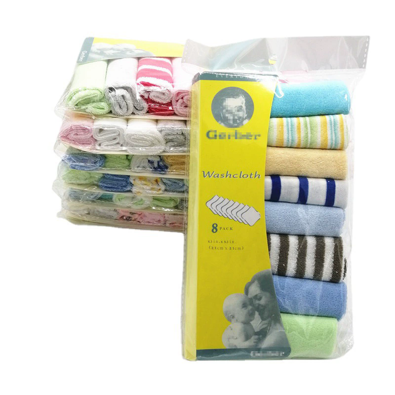8 Pieces of Baby Bath Towel Soft Face Natural Cotton Feeding Absorbent Small Handkerchief Bib Saliva Towel Baby Shower Gift M--61