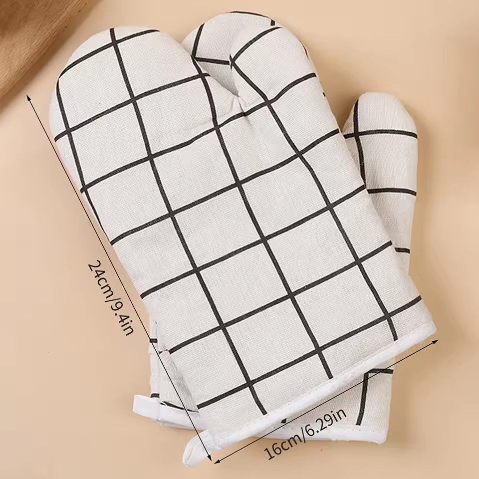 2pcsHigh temperature heat resistant gloves Thickened insulated kitchen oven microwave anti-scalding gloves Baking tools