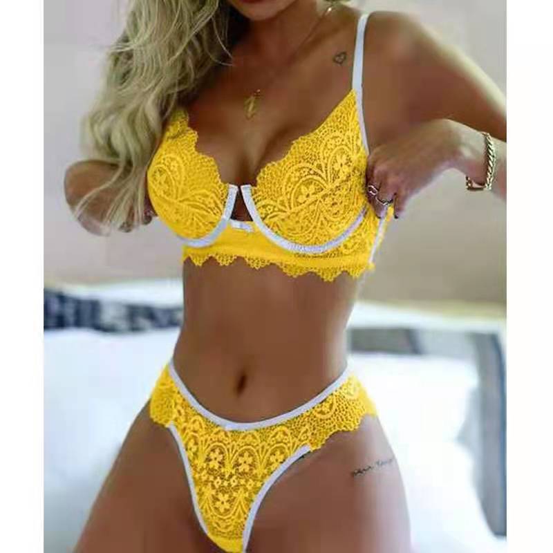 Plus Size Lace Lingerie Set Sexy Underwear Women Red Babydoll Sleepwear Hollow Out Pajamas Bikini Panties Thong Exotic Set  FZ-396
