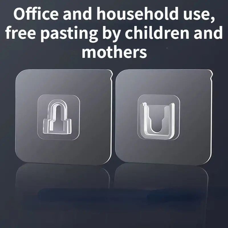 10 Pairs Double Sided Adhesive Wall Hooks Heavy Duty 13.2 Lbs Max, Self Adhesive Hooks Waterproof Sticky Hooks For Bathroom C-458