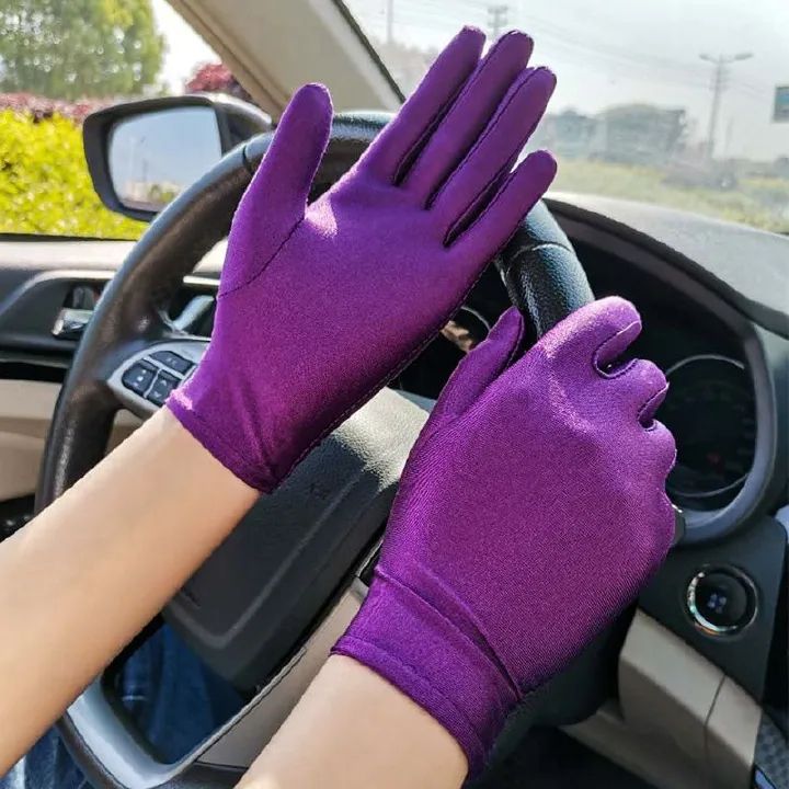Fashion Summer Gloves Women Men Sexy Mittens Sun Protection White Black Etiquette Thin Short Stretch Dressy Dance Gloves &E-915