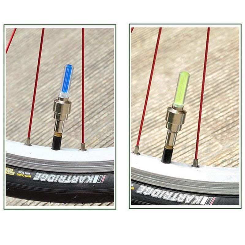 2Pcs Car Lights Neon Lights Air Cover Tire Rim Valve Wheel Stem LED Lamp Flash Color Tyre Wheel Valve Cap Light Car Tire Valve E-589