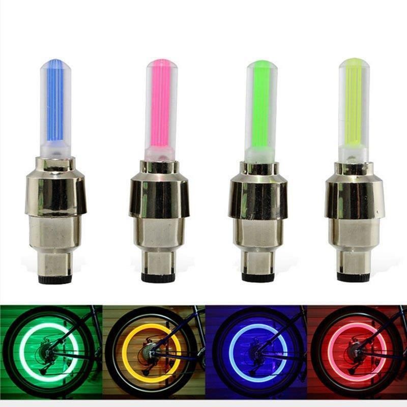 2Pcs Car Lights Neon Lights Air Cover Tire Rim Valve Wheel Stem LED Lamp Flash Color Tyre Wheel Valve Cap Light Car Tire Valve E-589